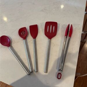 Williams Sonoma Red and Stainless Steel Utensil Set